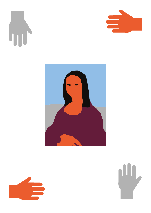 Vektor Illustration Mona Lisa, 4 Hände